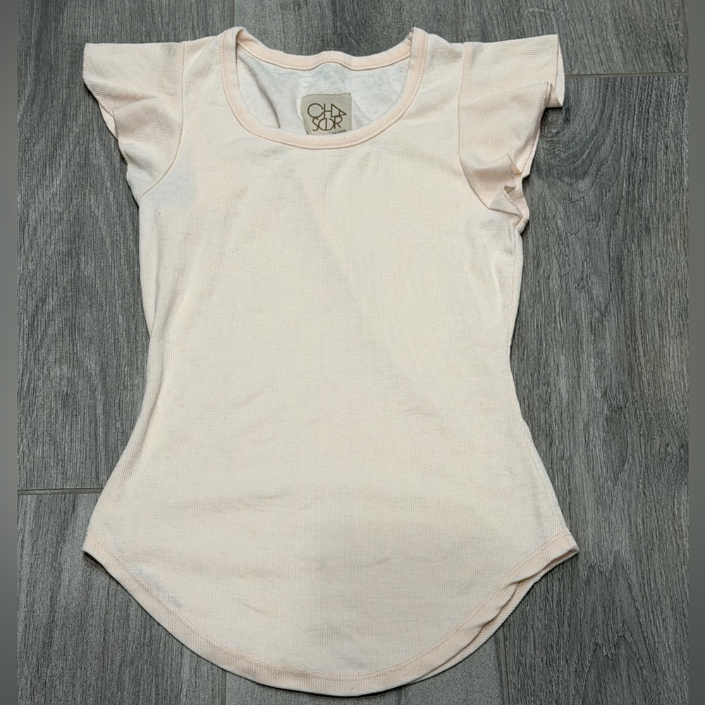 Chaser baby pink ruffle sleeve tee- XS